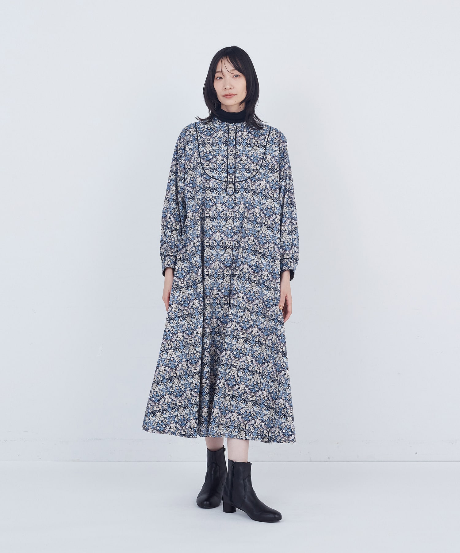 【ADIEU TRISTESSE】リバティプリントワンピース 詳細画像 ブルー系その他 1