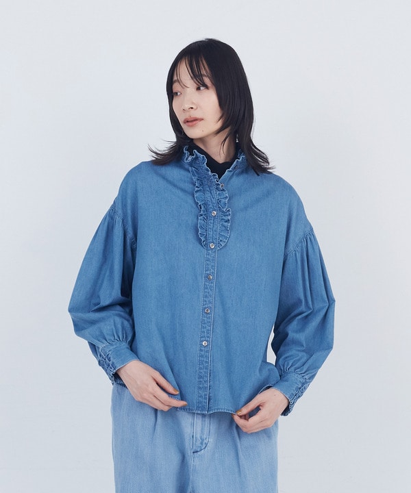 【ADIEU TRISTESSE】デニムフリルブラウス