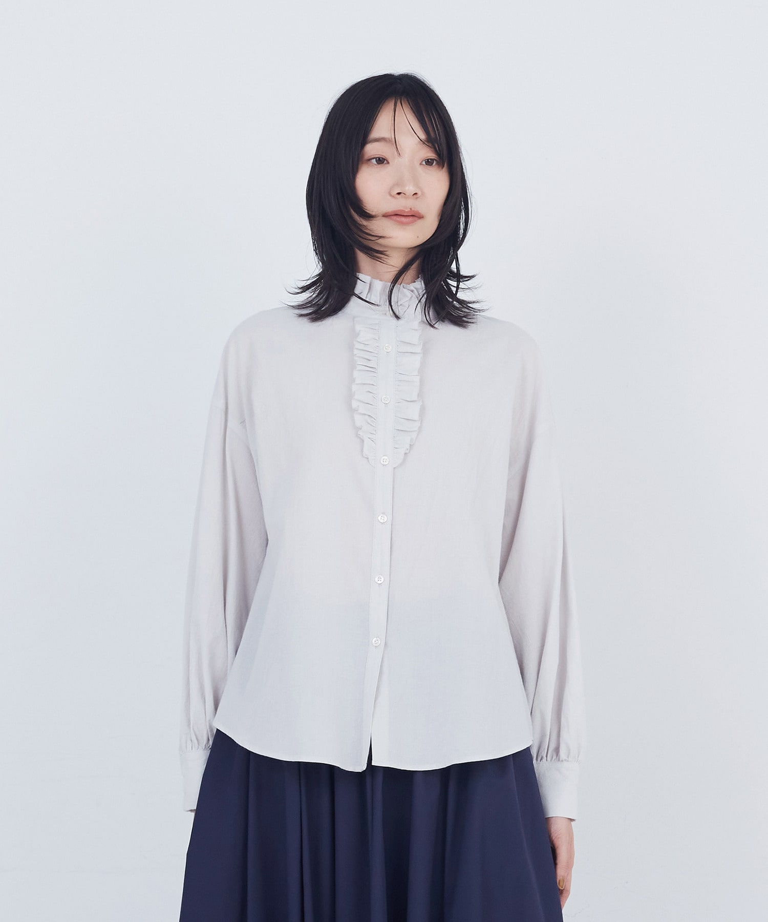 【ADIEU TRISTESSE】コットンローンフリルカラーブラウス 詳細画像 ライトグレー 4