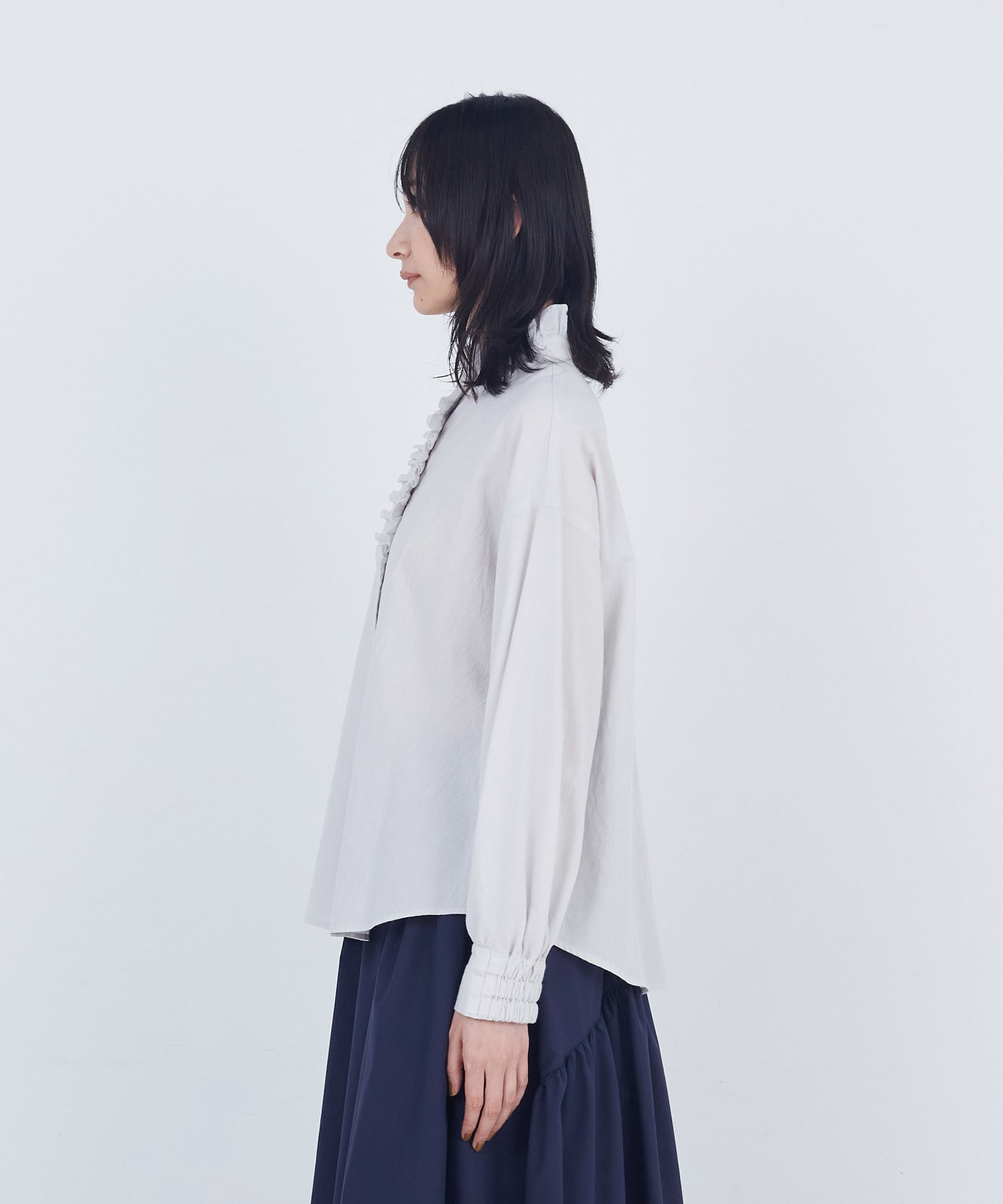 【ADIEU TRISTESSE】コットンローンフリルカラーブラウス 詳細画像 ライトグレー 5