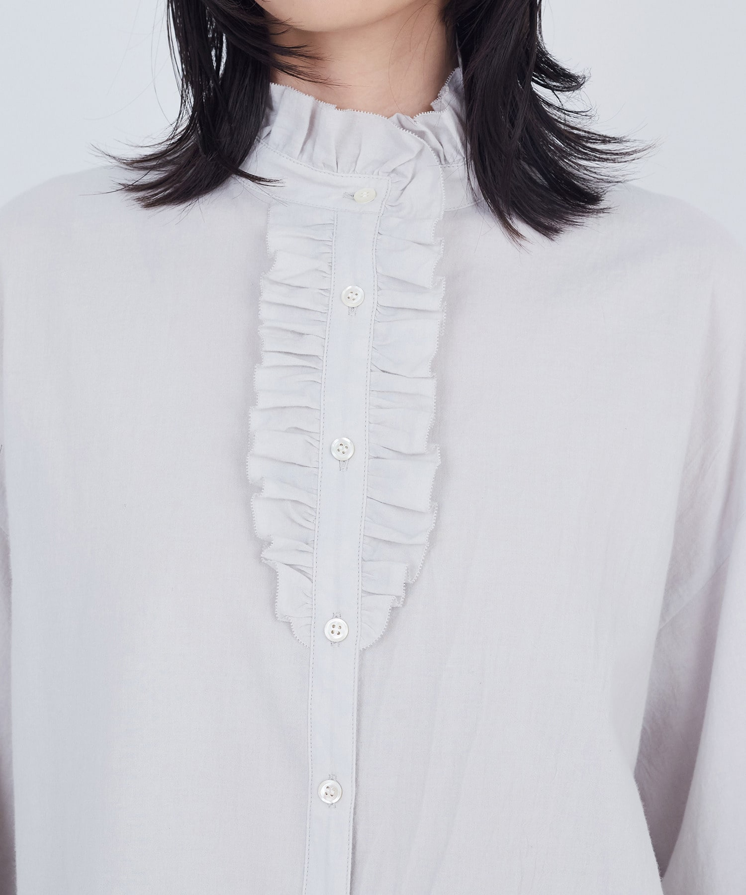 【ADIEU TRISTESSE】コットンローンフリルカラーブラウス 詳細画像 ライトグレー 7