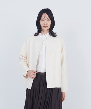 【ADIEU TRISTESSE】ジャカードノーカラージャケット 詳細画像 オフホワイト 1