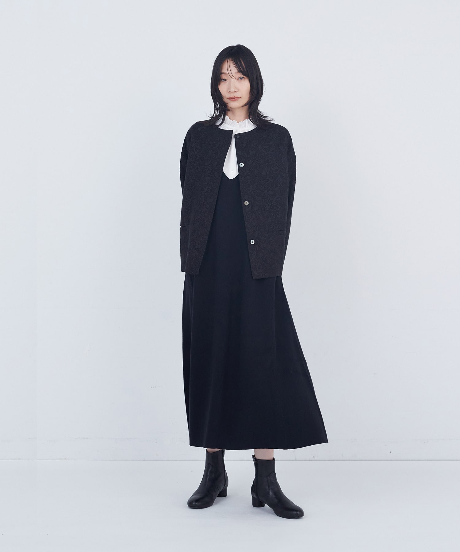 【ADIEU TRISTESSE】ジャカードノーカラージャケット 詳細画像 オフホワイト 1