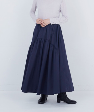 【ADIEU TRISTESSE】コットンポリエステルギャザーロングスカート 詳細画像 ネイビー 1