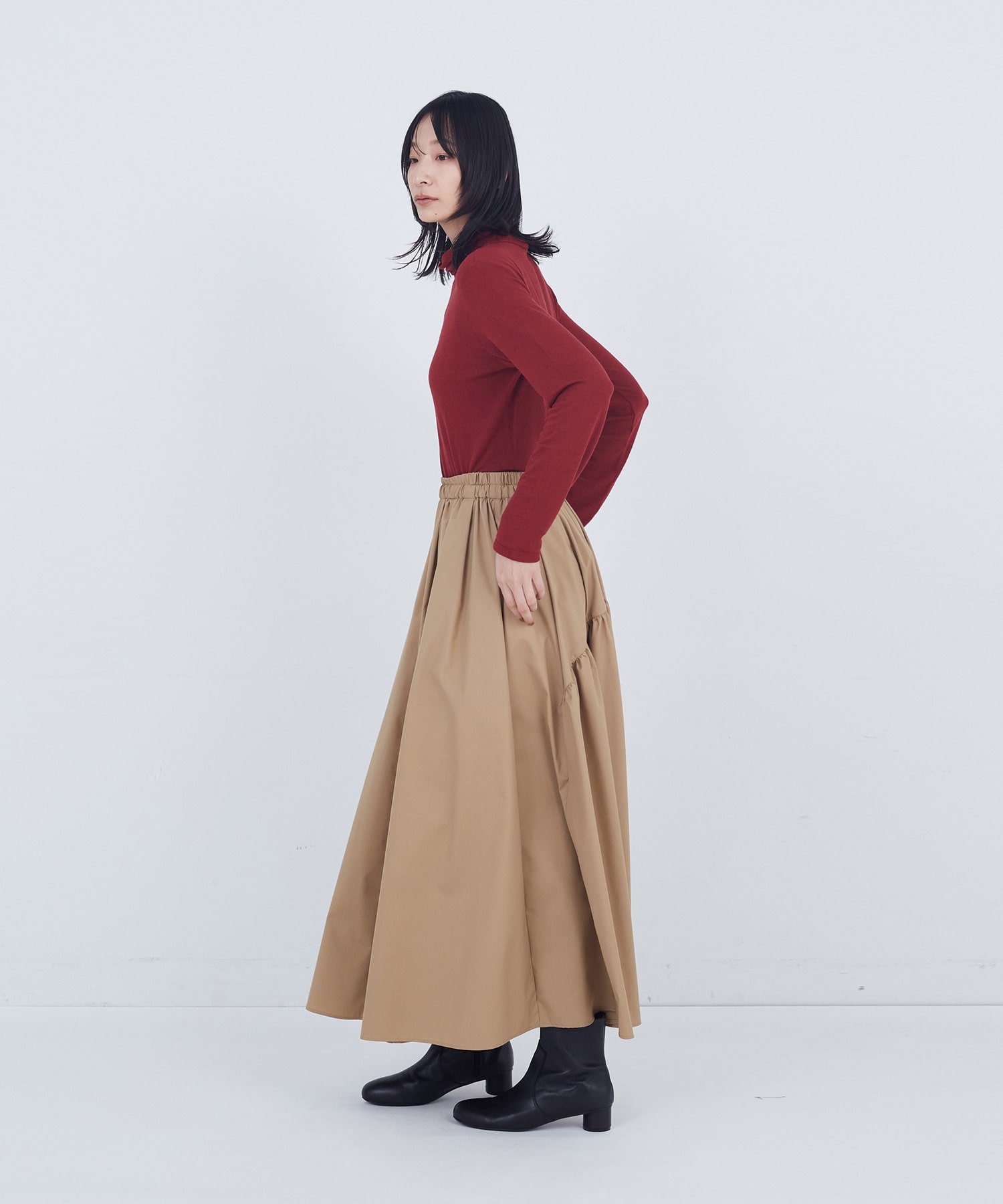 【ADIEU TRISTESSE】コットンポリエステルギャザーロングスカート 詳細画像 ネイビー 9