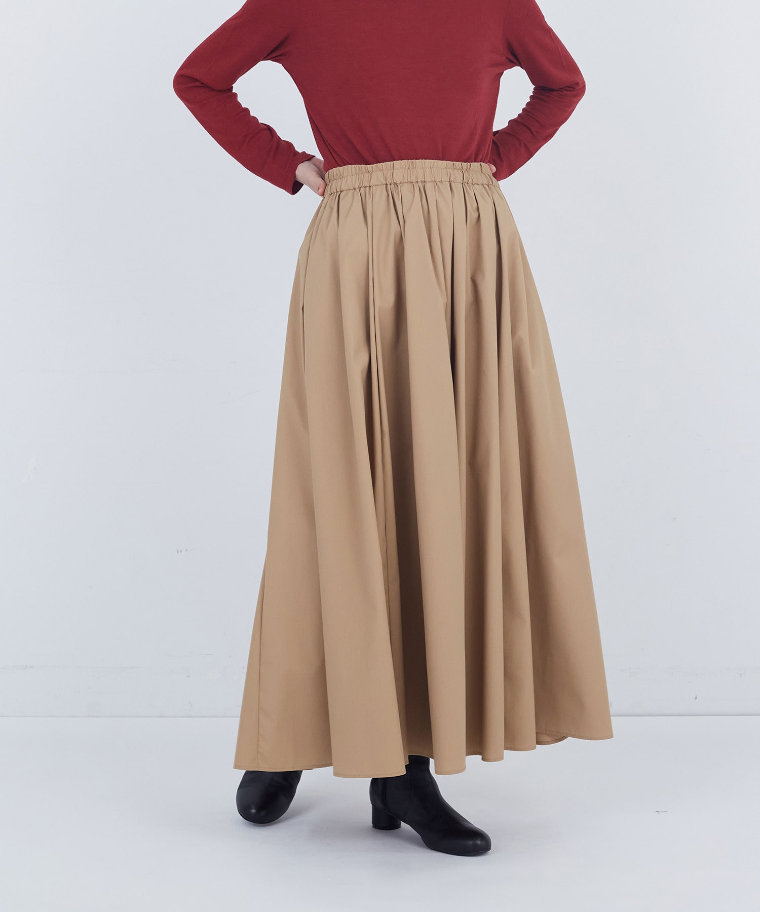 【ADIEU TRISTESSE】コットンポリエステルギャザーロングスカート 詳細画像 ベージュ 1