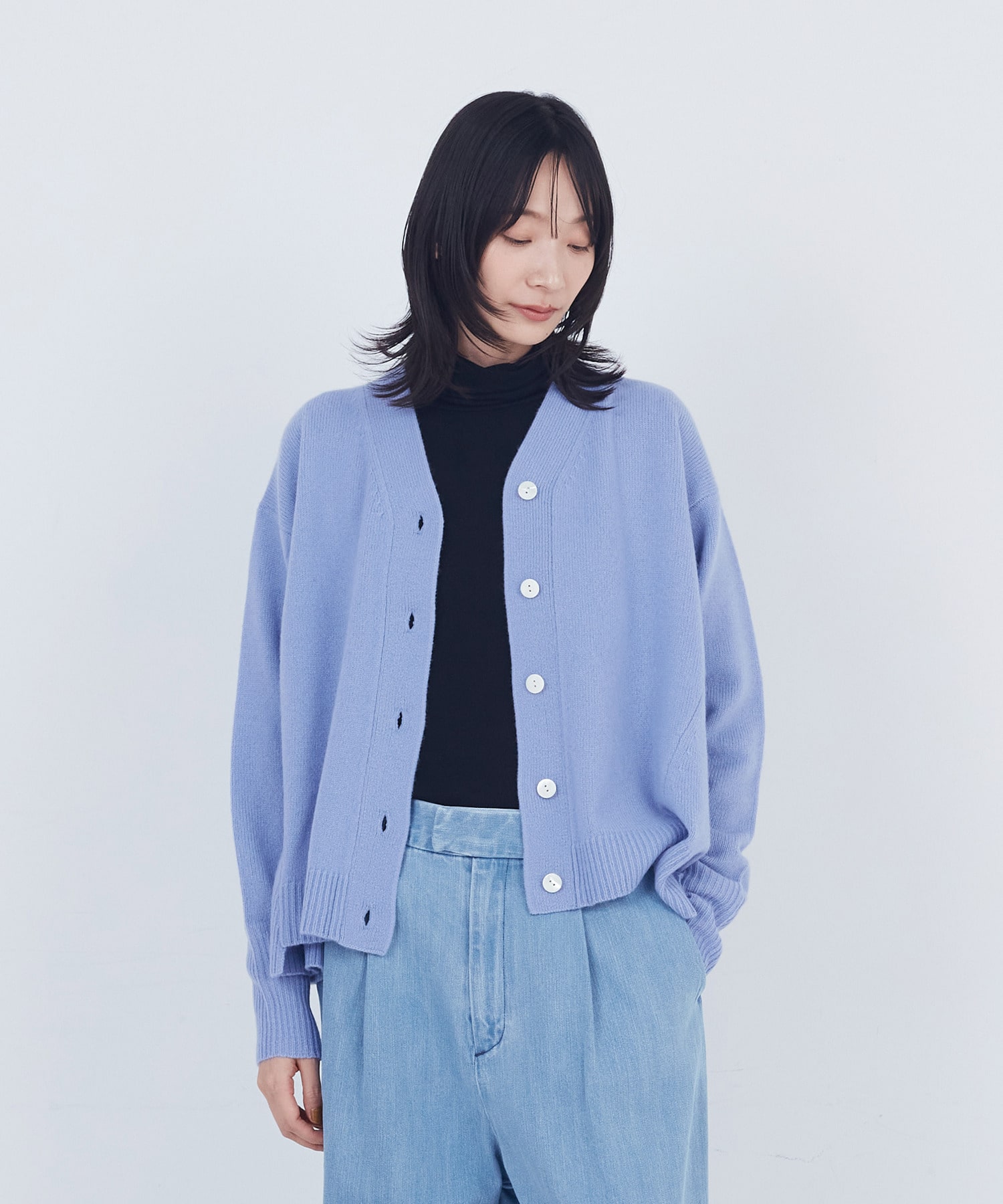 【ADIEU TRISTESSE】ウールカシミヤニットカーディガン 詳細画像 パープル系その他 1