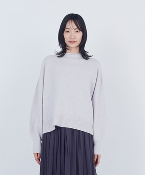 【ADIEU TRISTESSE】ロールカラーパフスリーブニット 詳細画像 ライトグレー 1