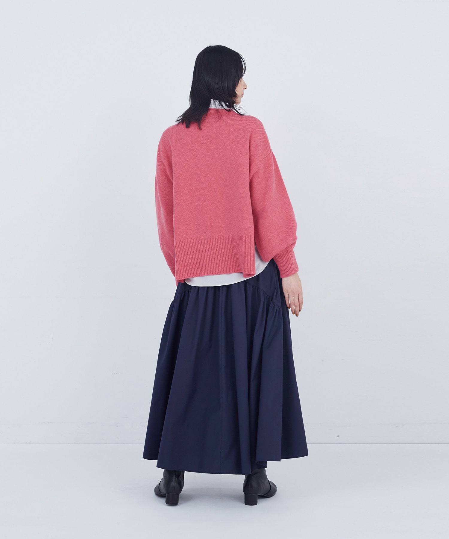 【ADIEU TRISTESSE】ロールカラーパフスリーブニット 詳細画像 グリーン系その他 2