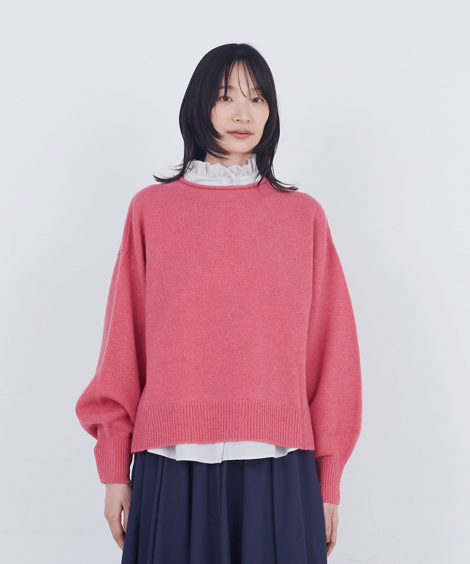 【ADIEU TRISTESSE】ロールカラーパフスリーブニット 詳細画像 グリーン系その他 3