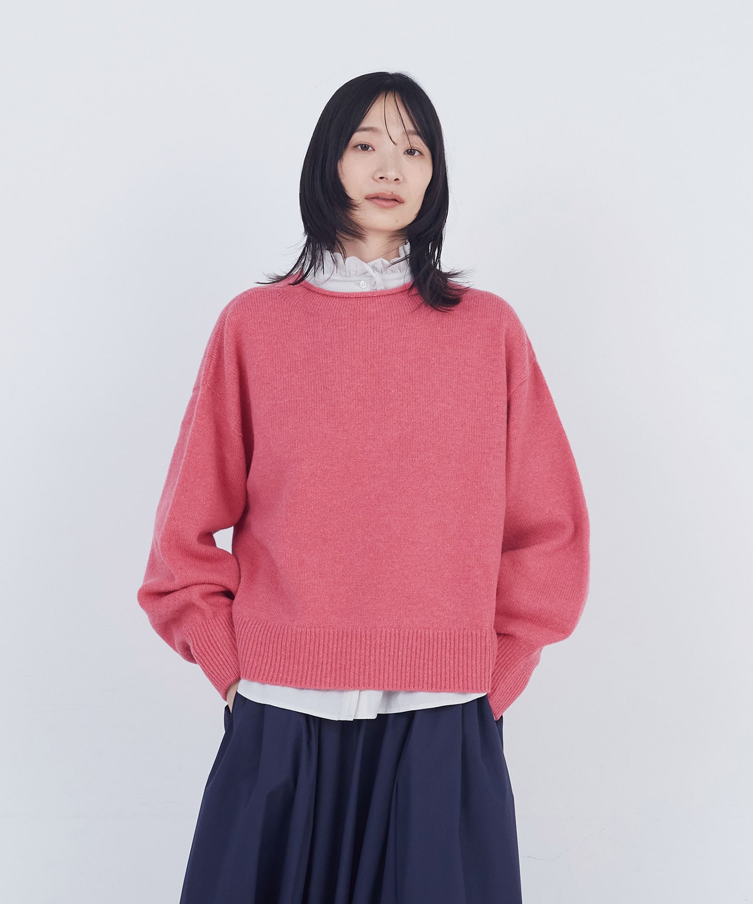 【ADIEU TRISTESSE】ロールカラーパフスリーブニット 詳細画像 ピンク 1