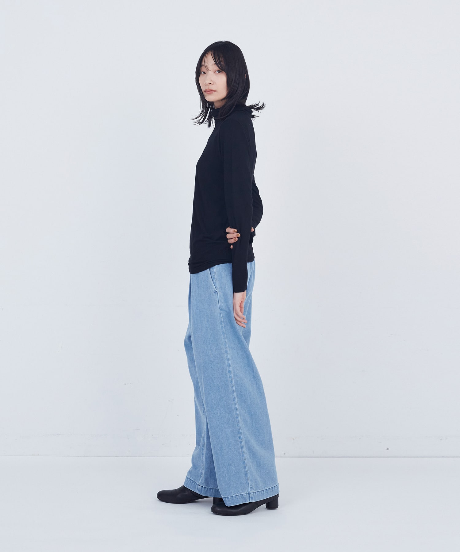 【ADIEU TRISTESSE】ガーゼベア天竺タートルネックカットソープルオーバー 詳細画像 ブラック 8