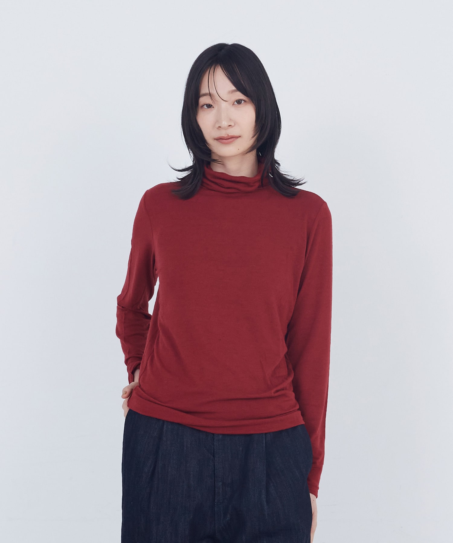 【ADIEU TRISTESSE】ガーゼベア天竺タートルネックカットソープルオーバー 詳細画像 レッド 1