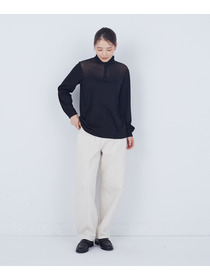 【ADIEU TRISTESSE】綿チュール×カットソーブラウス 詳細画像 ブラック 8