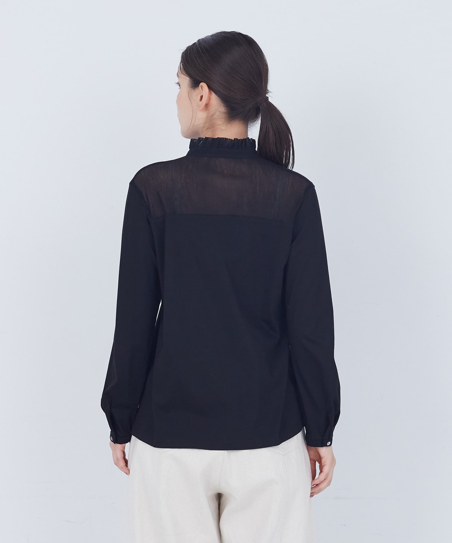 【ADIEU TRISTESSE】綿チュール×カットソーブラウス 詳細画像 ブラック 14