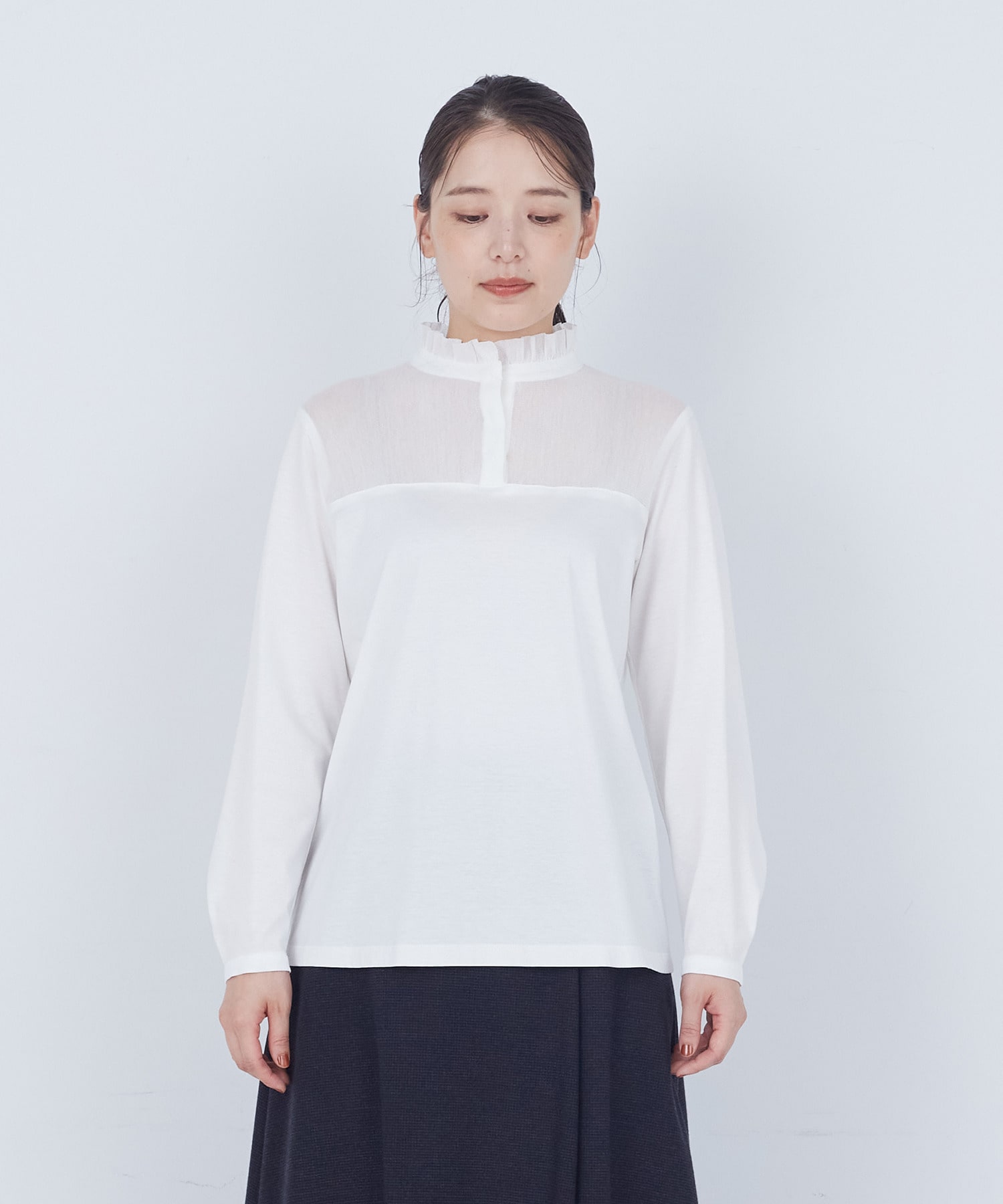 【ADIEU TRISTESSE】綿チュール×カットソーブラウス 詳細画像 ブラック 19