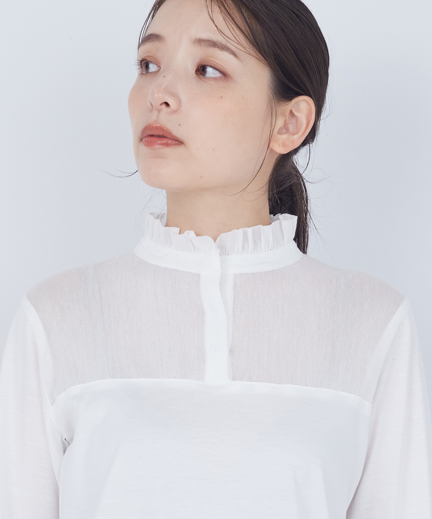 【ADIEU TRISTESSE】綿チュール×カットソーブラウス 詳細画像 ブラック 22