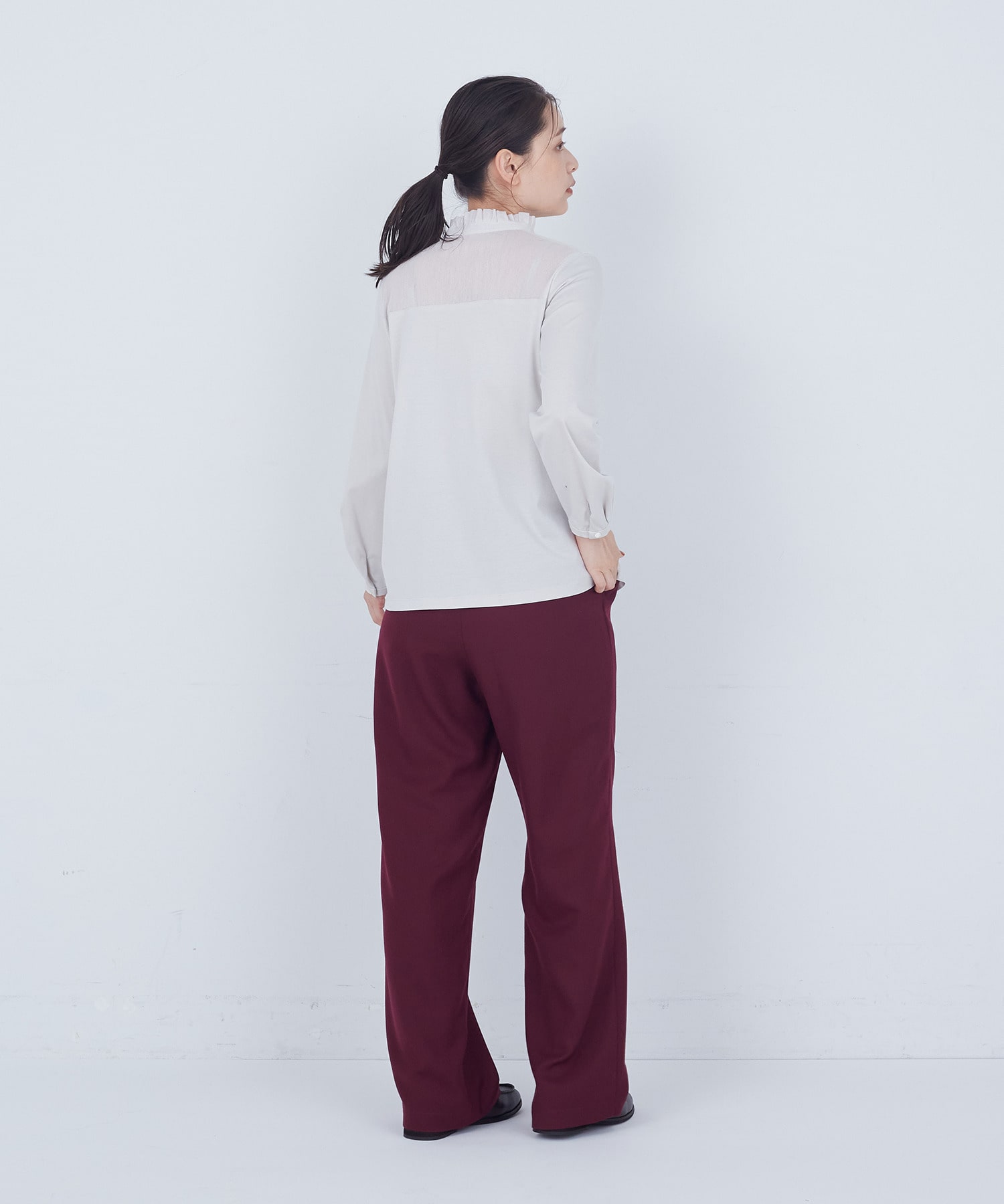 【ADIEU TRISTESSE】綿チュール×カットソーブラウス 詳細画像 ブラック 3