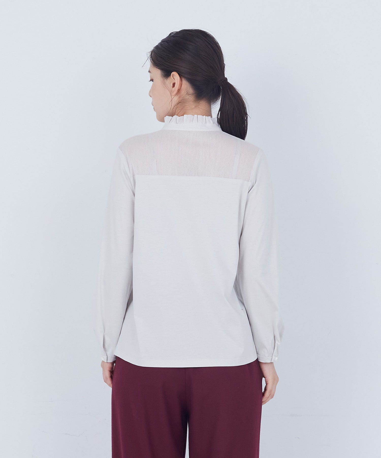 【ADIEU TRISTESSE】綿チュール×カットソーブラウス 詳細画像 ブラック 7