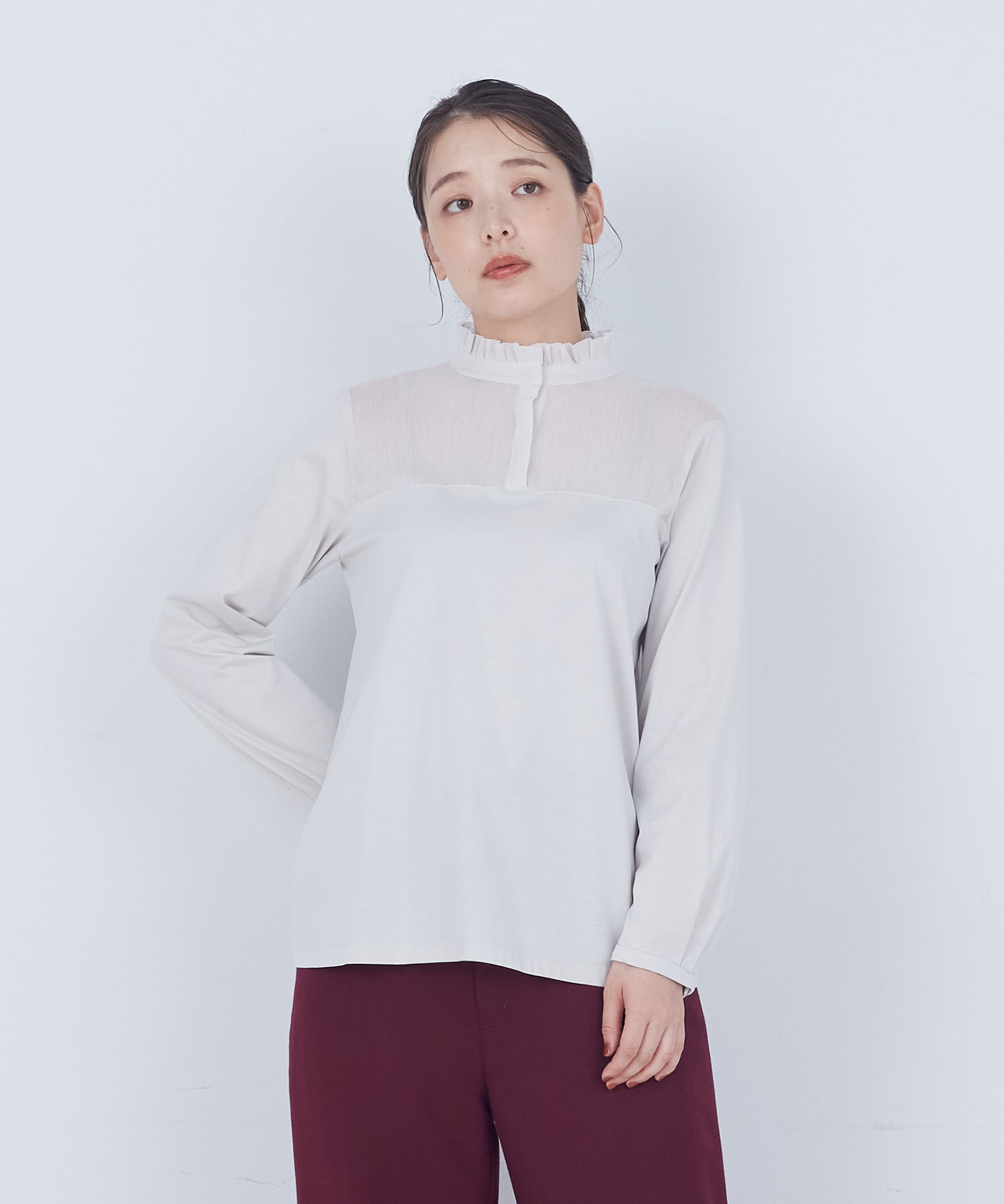 綿チュール×カットソーブラウス｜BIGI online store