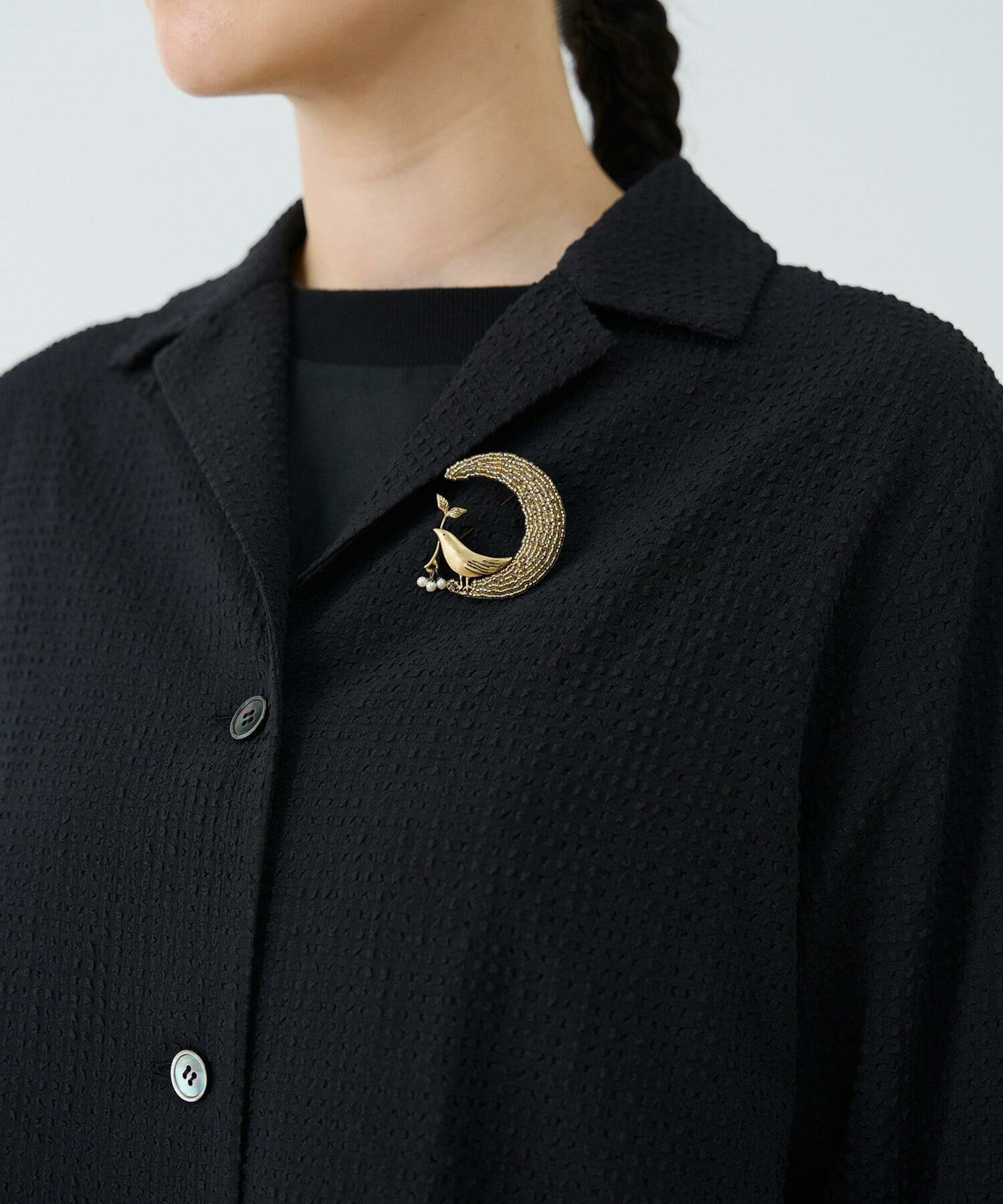 【ADIEU TRISTESSE】【クリスマスマルシェ】月とトリブローチ 詳細画像 ベージュ 1