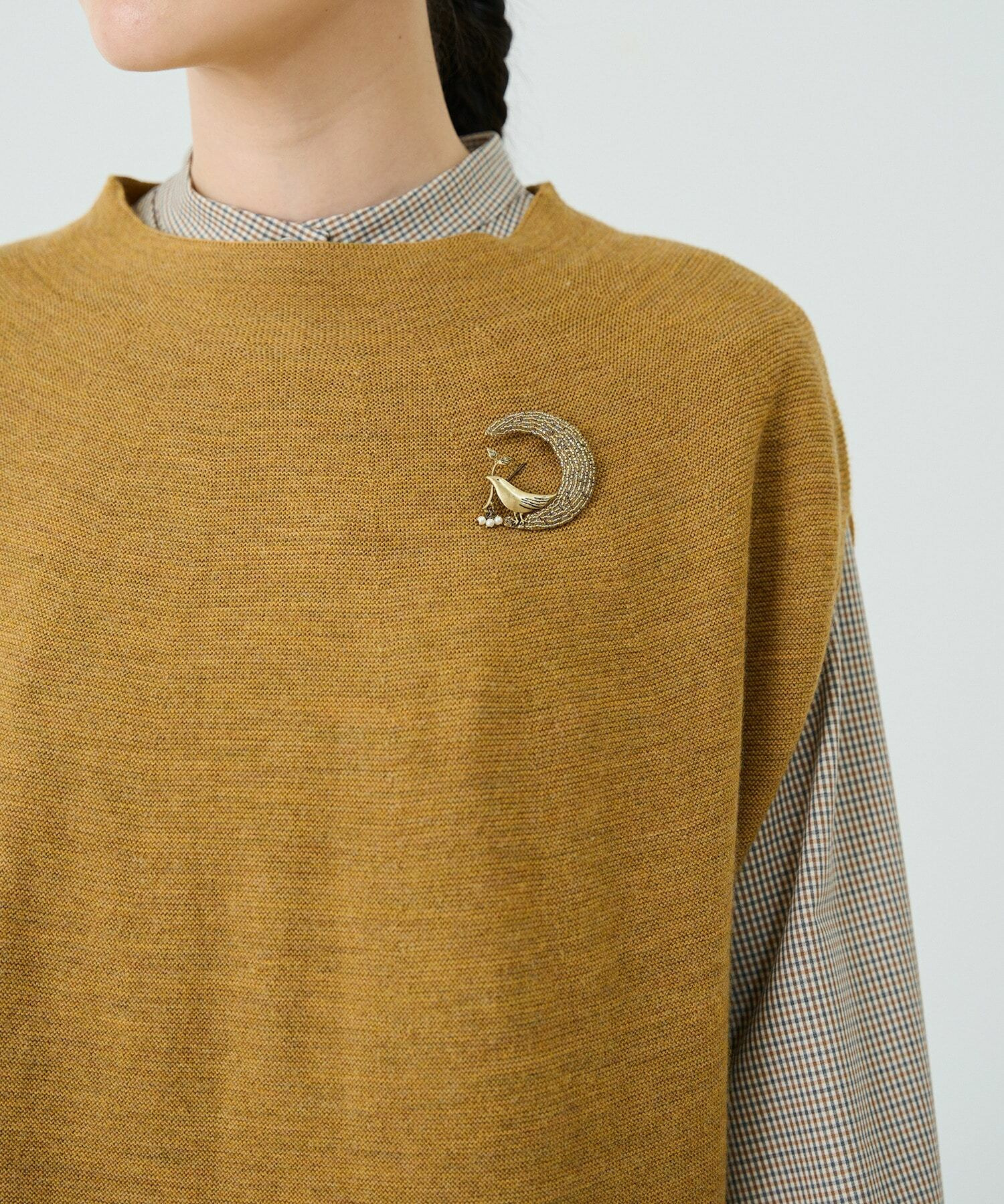 【ADIEU TRISTESSE】【クリスマスマルシェ】月とトリブローチ 詳細画像 ベージュ 3