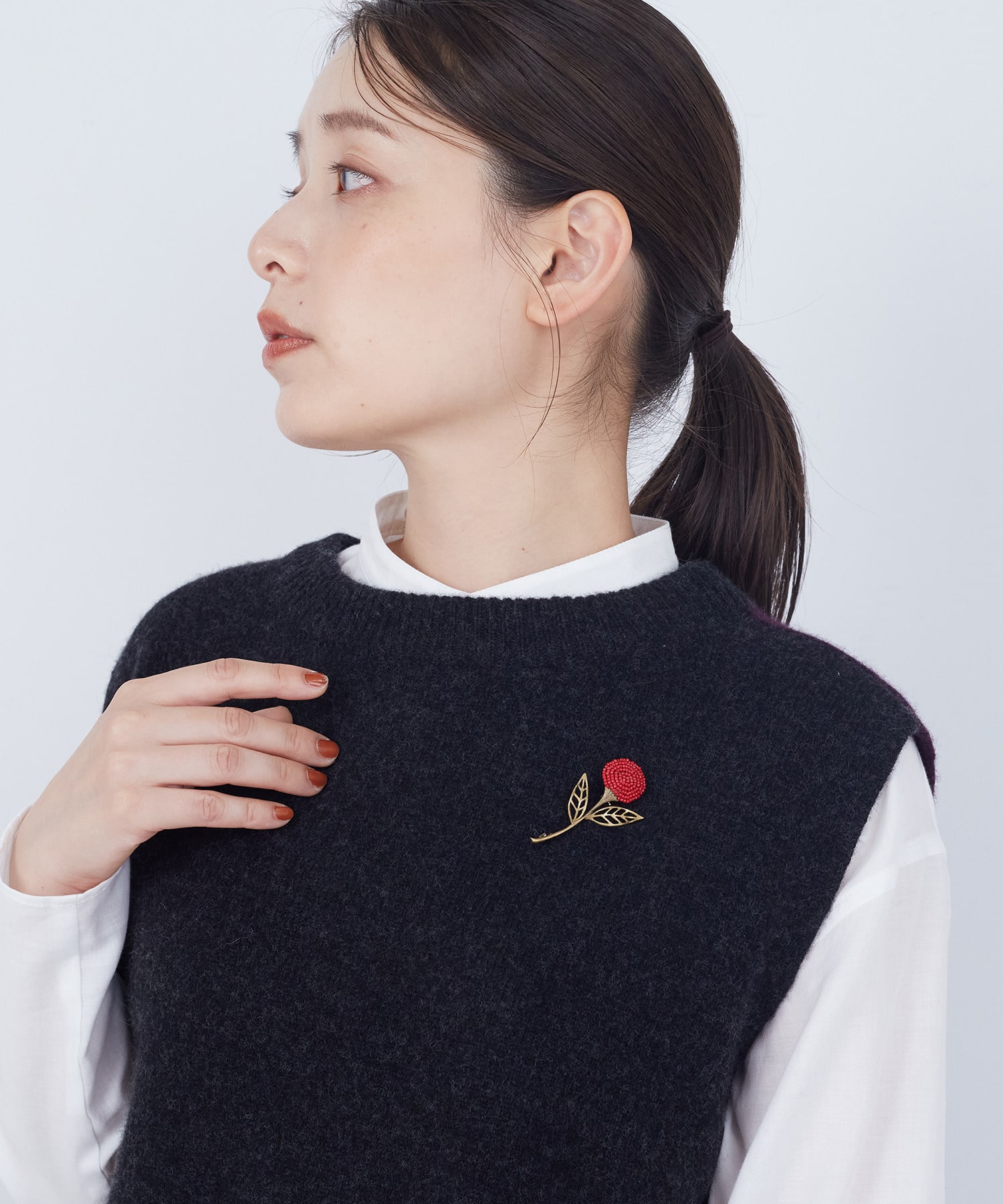 【ADIEU TRISTESSE】【クリスマスマルシェ】フラワービーズブローチ 詳細画像 レッド 8