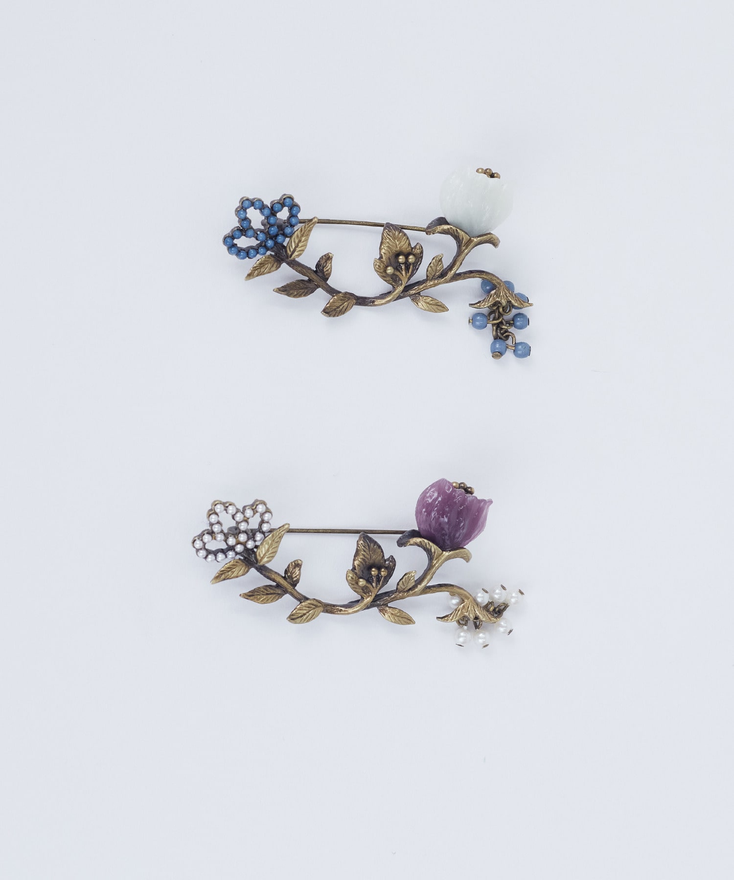 【ADIEU TRISTESSE】【クリスマスマルシェ】両サイドお花ブローチ 詳細画像 オフホワイト 2