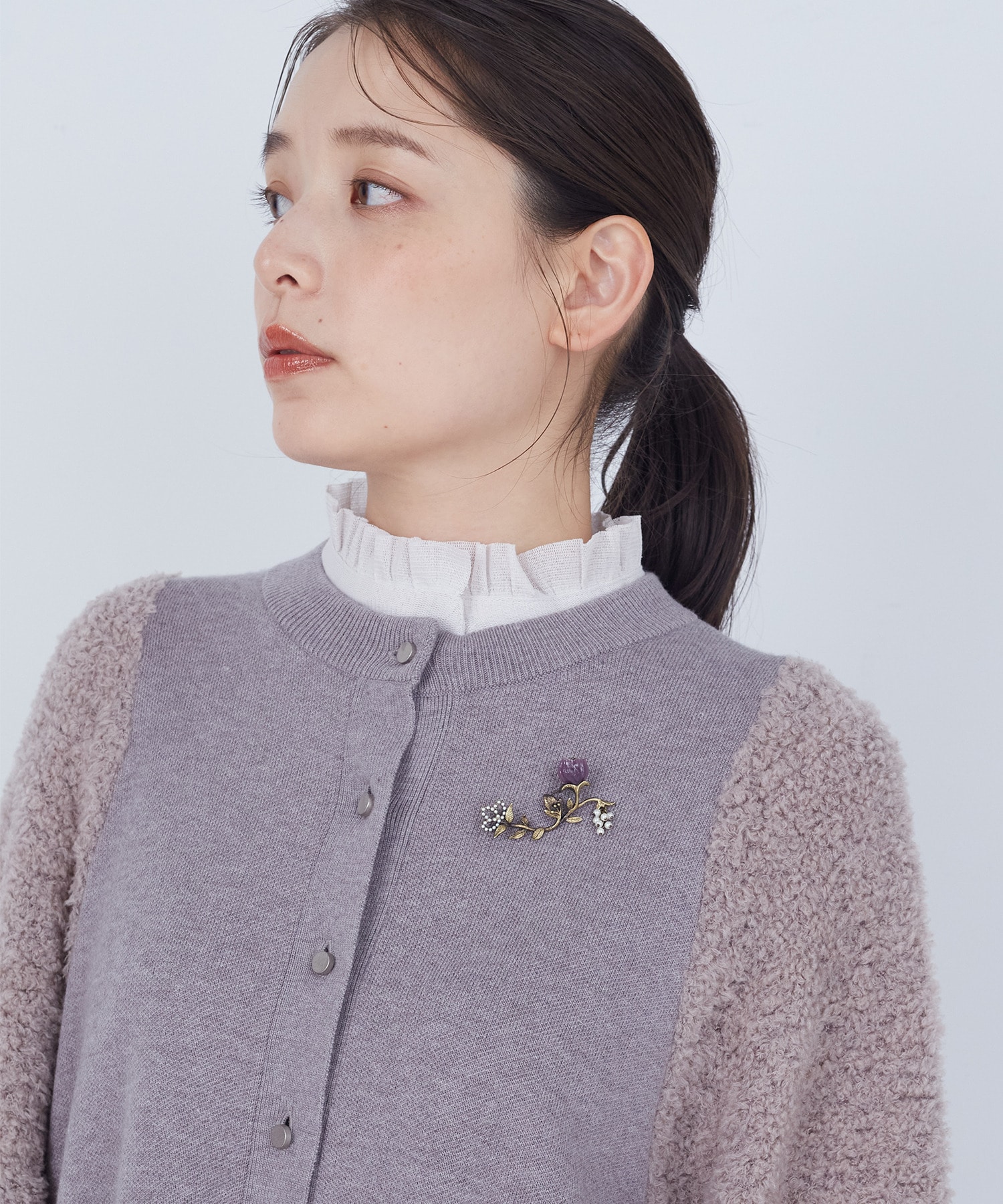 【ADIEU TRISTESSE】【クリスマスマルシェ】両サイドお花ブローチ 詳細画像 オフホワイト 6