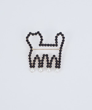 【ADIEU TRISTESSE】【クリスマスマルシェ】キラキラネコシルエットブローチ 詳細画像 ブラック 2