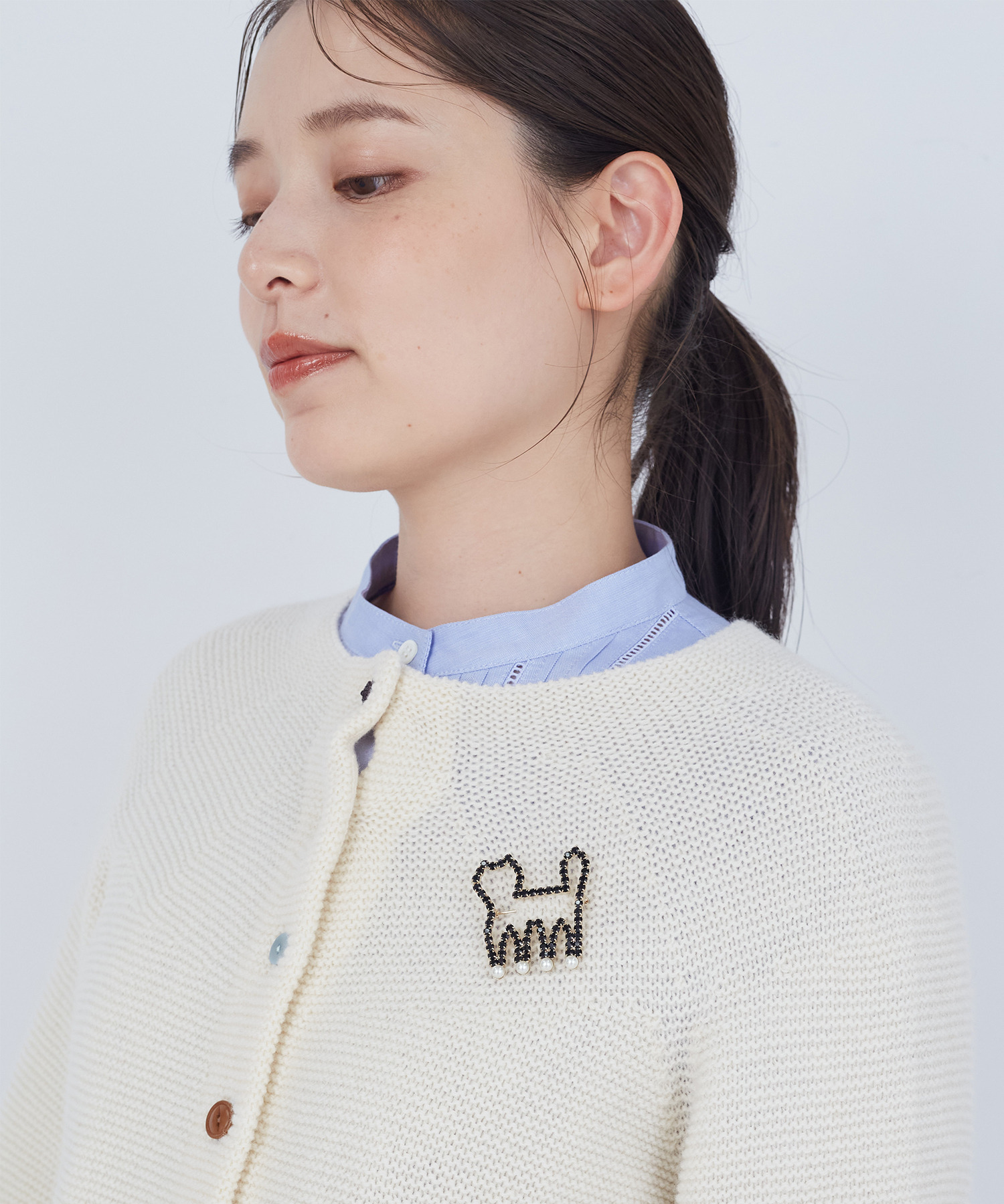 【ADIEU TRISTESSE】【クリスマスマルシェ】キラキラネコシルエットブローチ 詳細画像 ブラック 2