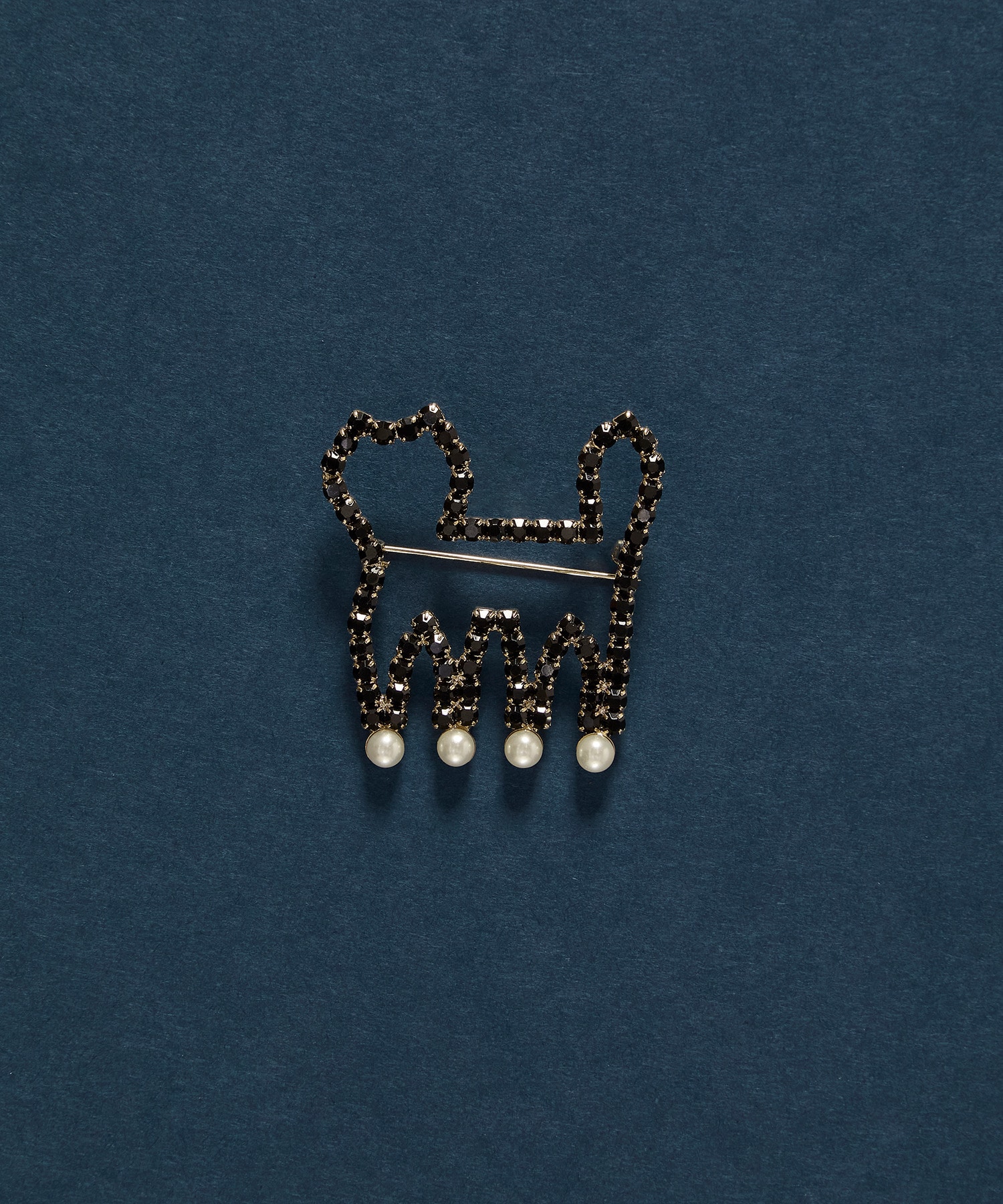 【ADIEU TRISTESSE】【クリスマスマルシェ】キラキラネコシルエットブローチ 詳細画像 ブラック 1