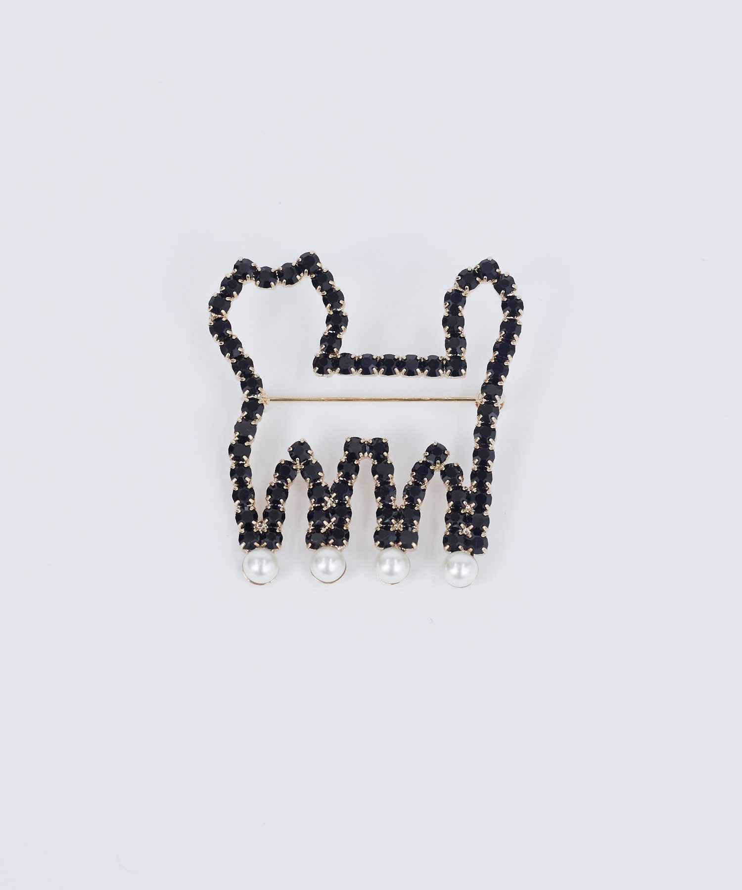 【ADIEU TRISTESSE】【クリスマスマルシェ】キラキラネコシルエットブローチ 詳細画像 ブラック 2