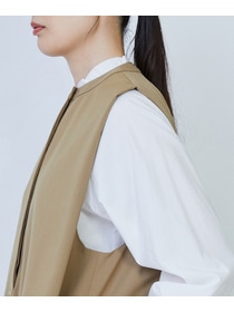 【LOISIR】ウール混ギャバスリーブレスワンピース 詳細画像 ブラック 18