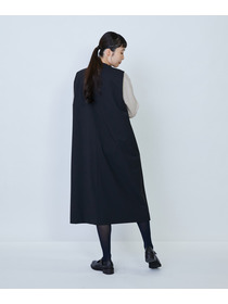 【LOISIR】ウール混ギャバスリーブレスワンピース 詳細画像 ブラック 4