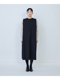 【LOISIR】ウール混ギャバスリーブレスワンピース 詳細画像 ブラック 5