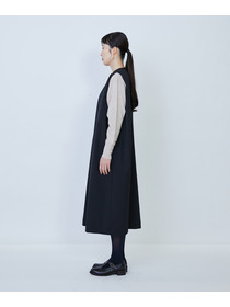 【LOISIR】ウール混ギャバスリーブレスワンピース 詳細画像 ブラック 6