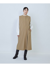 【LOISIR】ウール混ギャバスリーブレスワンピース 詳細画像 ブラック 9