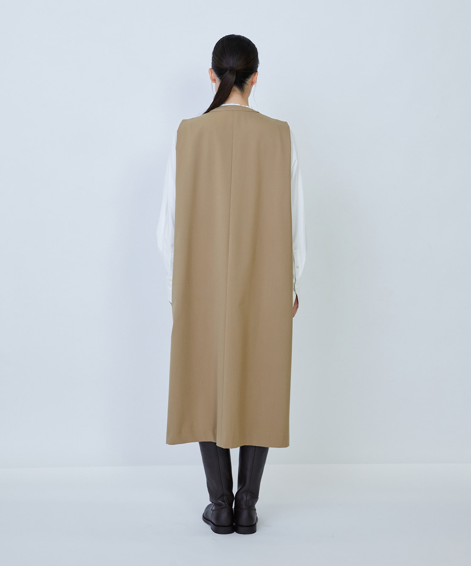 【LOISIR】ウール混ギャバスリーブレスワンピース 詳細画像 ブラック 14