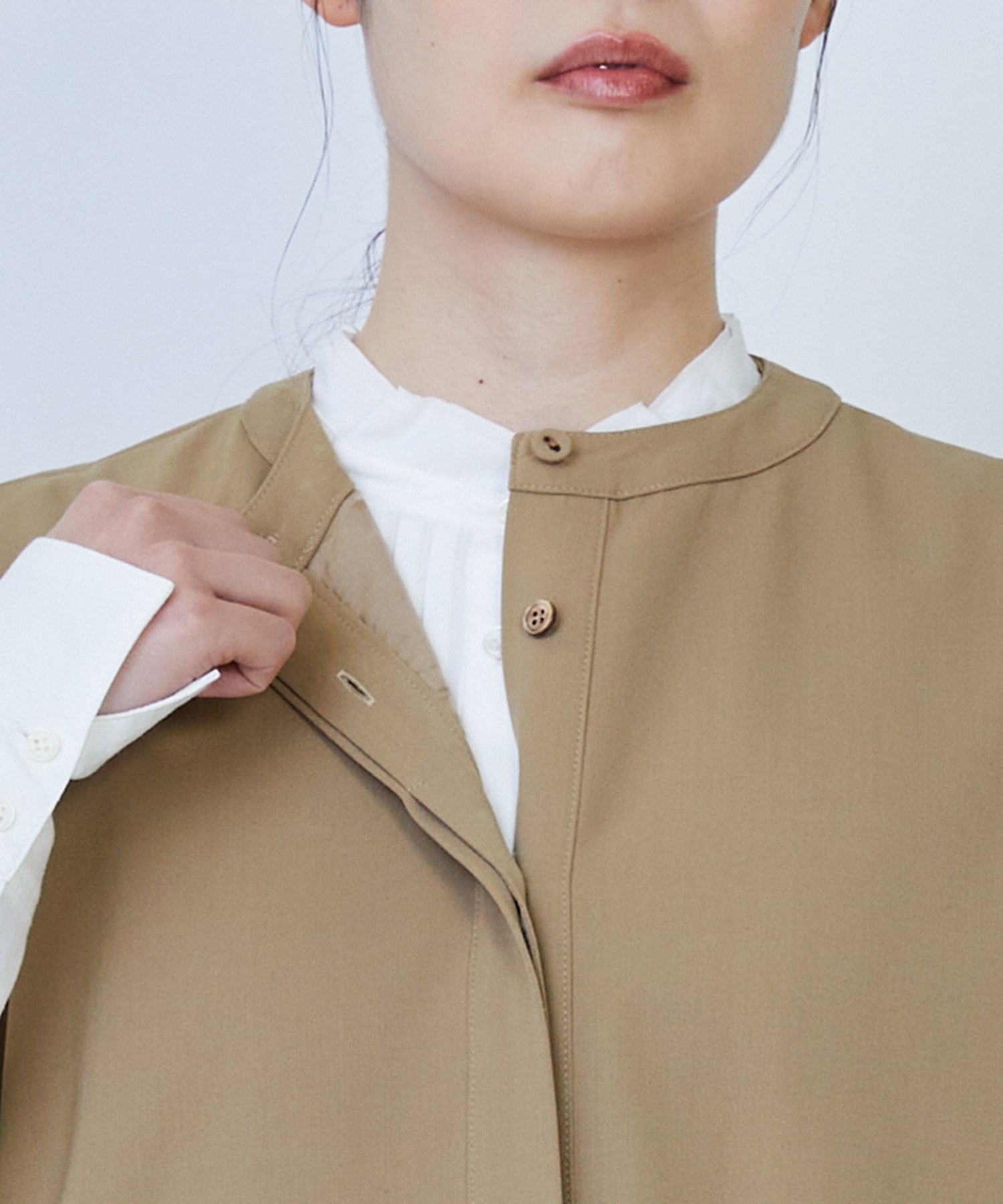 【LOISIR】ウール混ギャバスリーブレスワンピース 詳細画像 ブラック 17