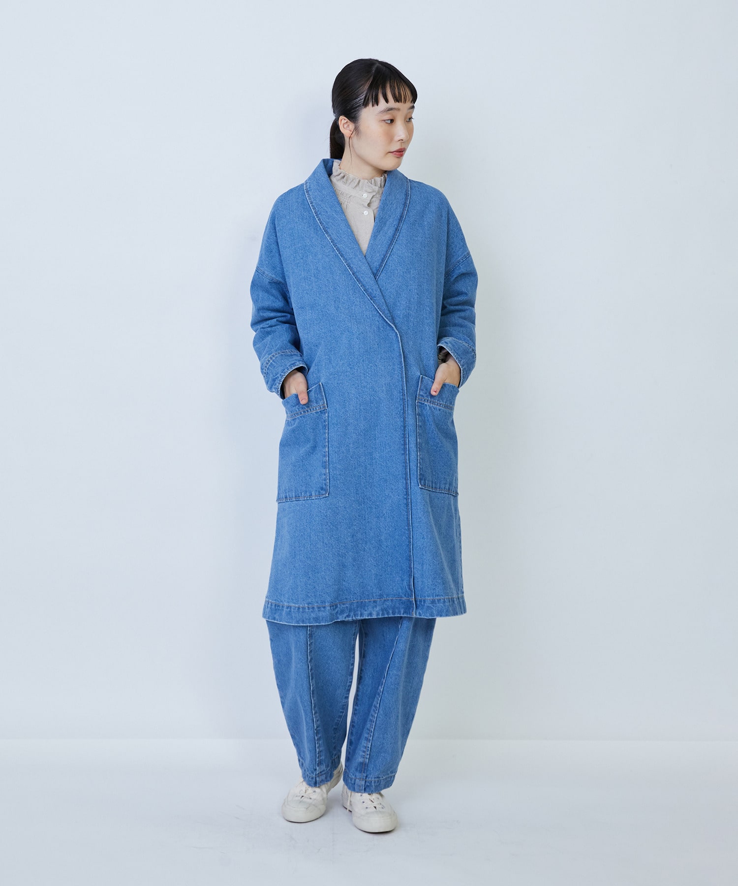 【LOISIR】デニムガウンコート 詳細画像 ライトブルー 1