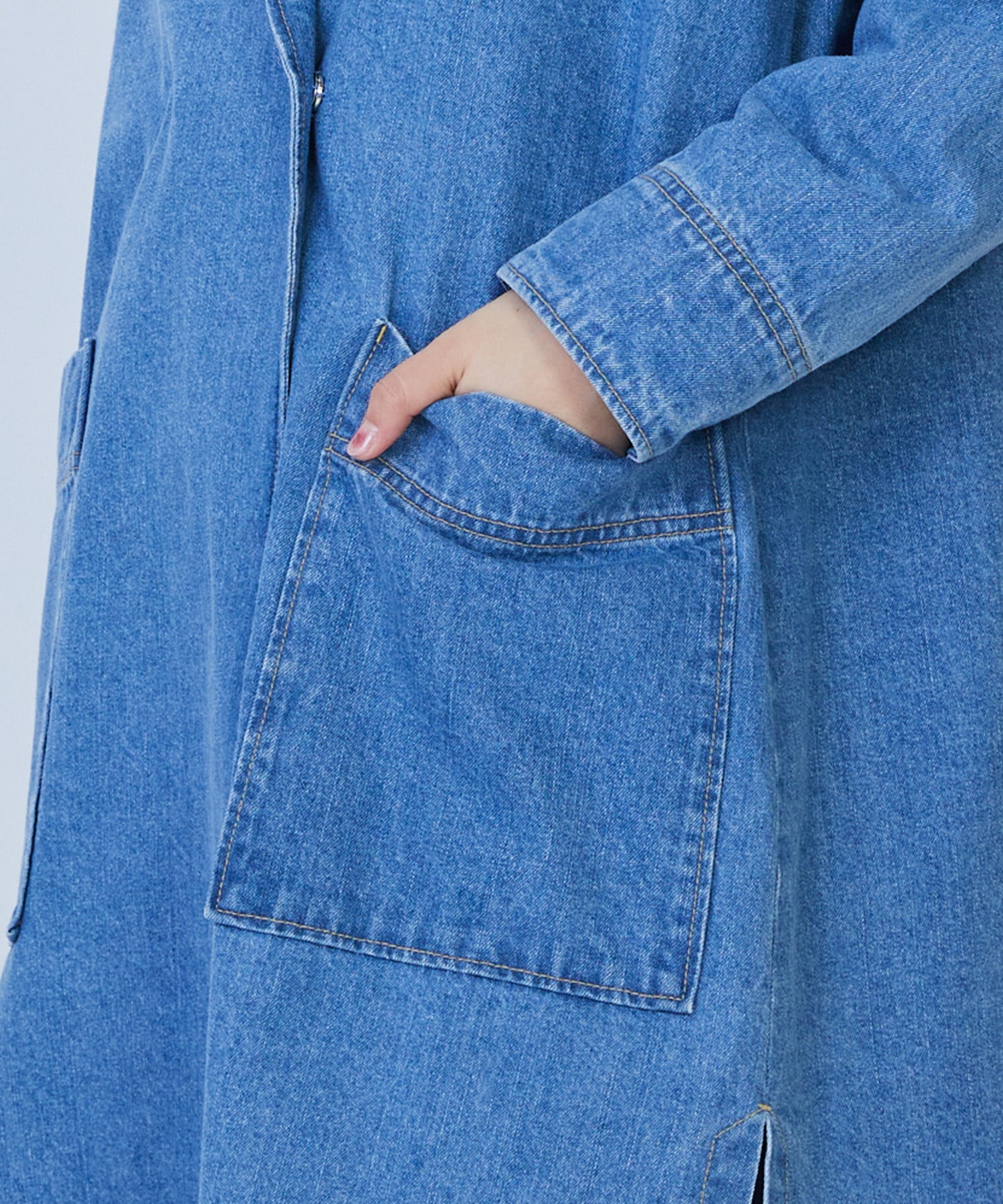 【LOISIR】デニムガウンコート 詳細画像 ライトブルー 10
