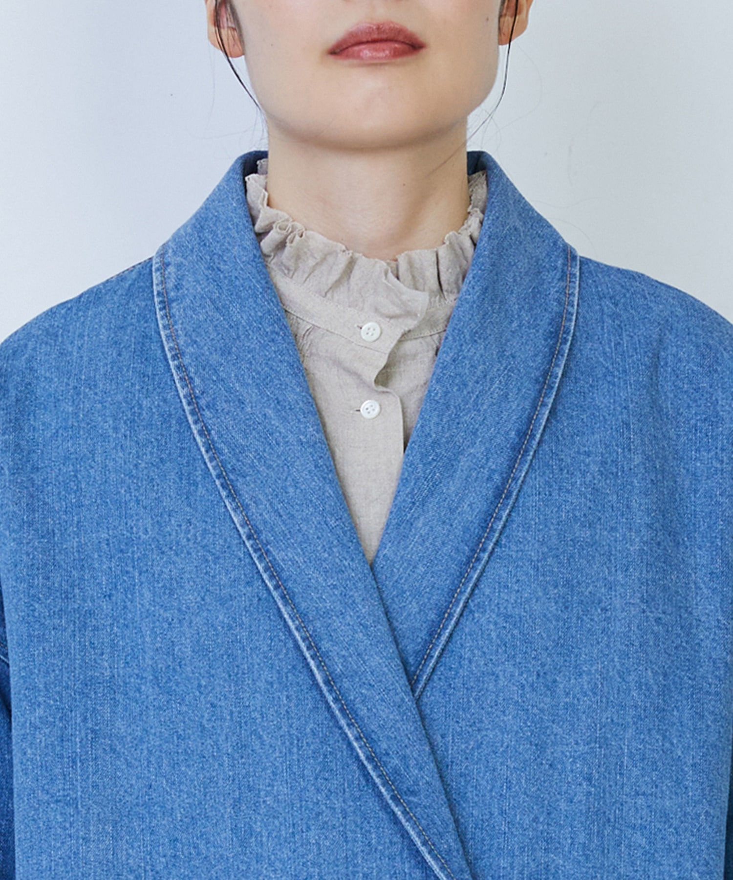 【LOISIR】デニムガウンコート 詳細画像 ライトブルー 7