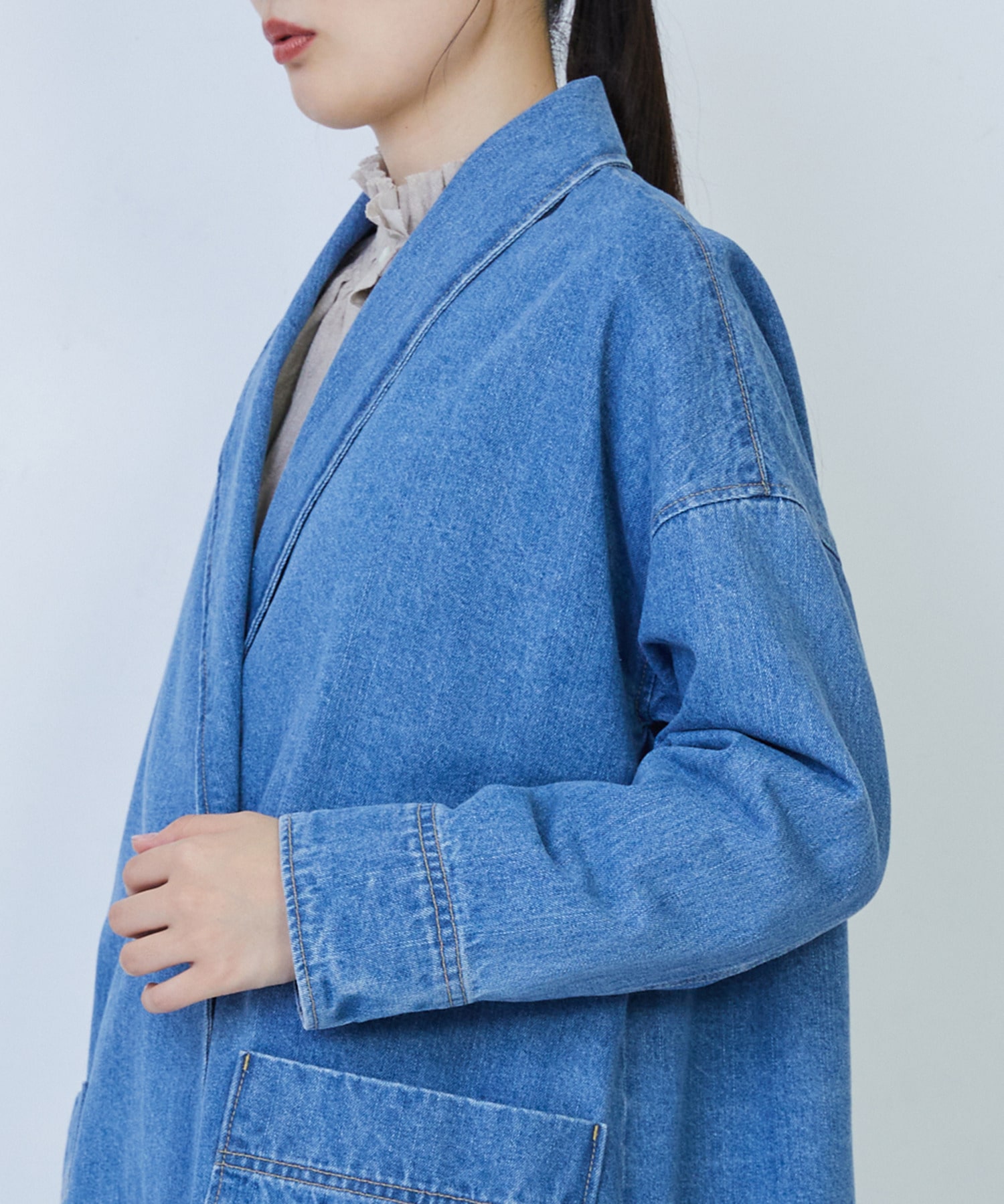 【LOISIR】デニムガウンコート 詳細画像 ライトブルー 9