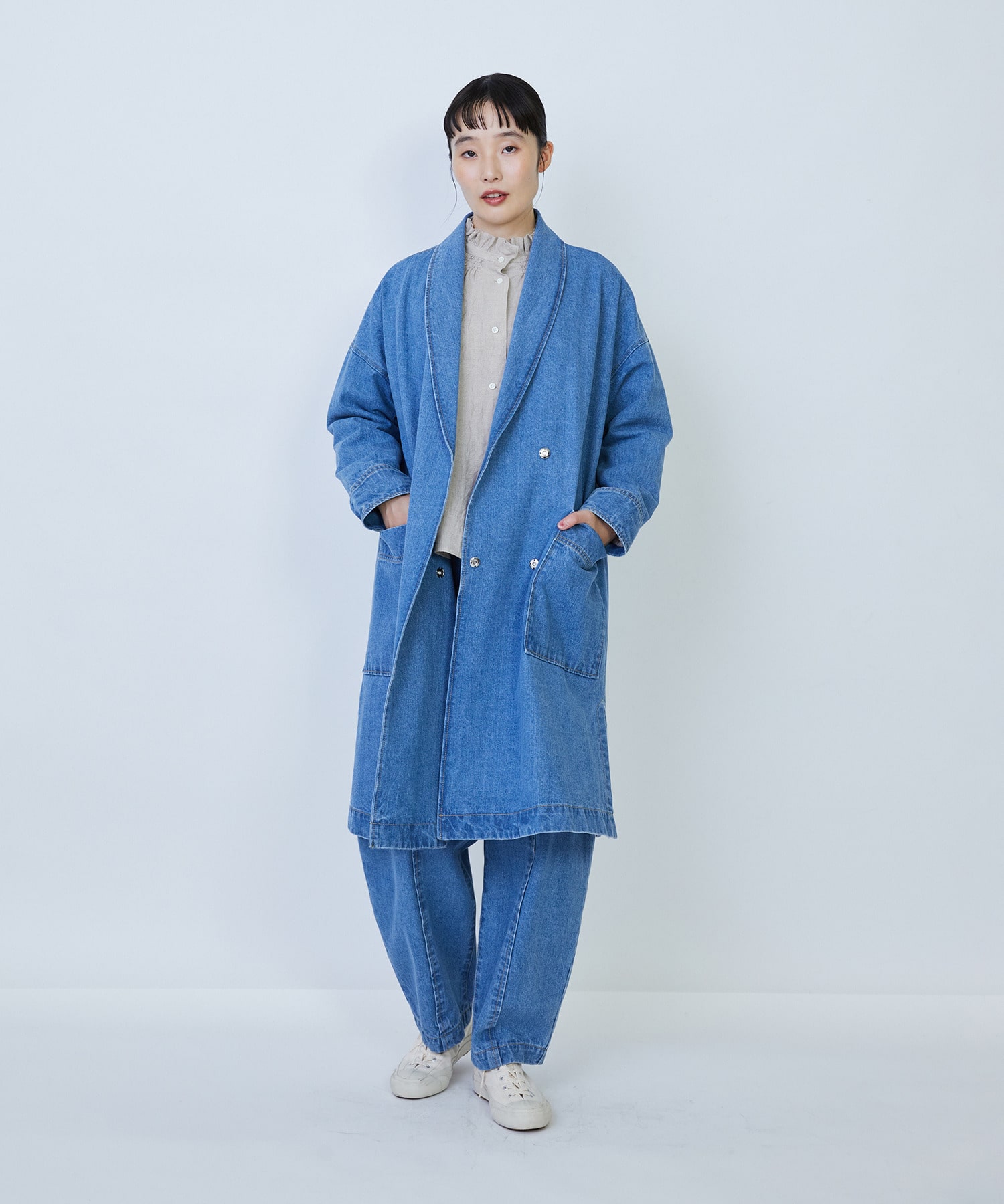 【LOISIR】デニムガウンコート 詳細画像 ライトブルー 2
