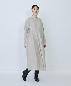 【LOISIR】グランジリネンシャツワンピース 詳細画像 キナリ 1