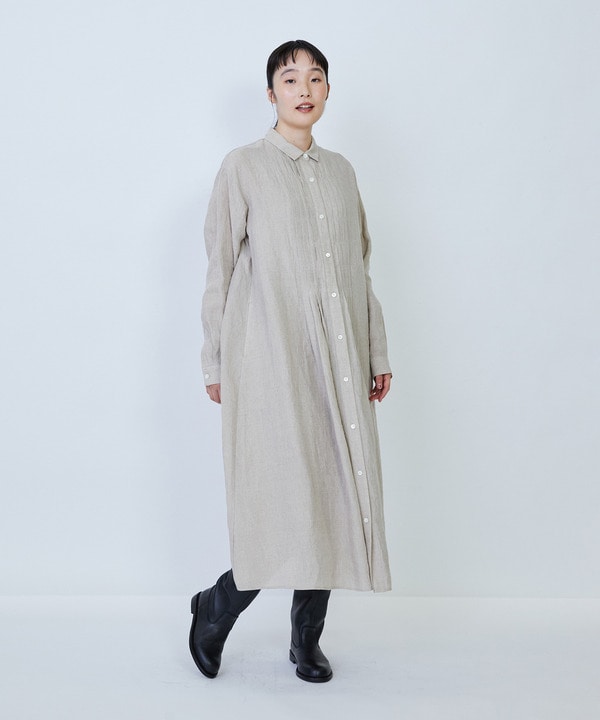 【LOISIR】グランジリネンシャツワンピース