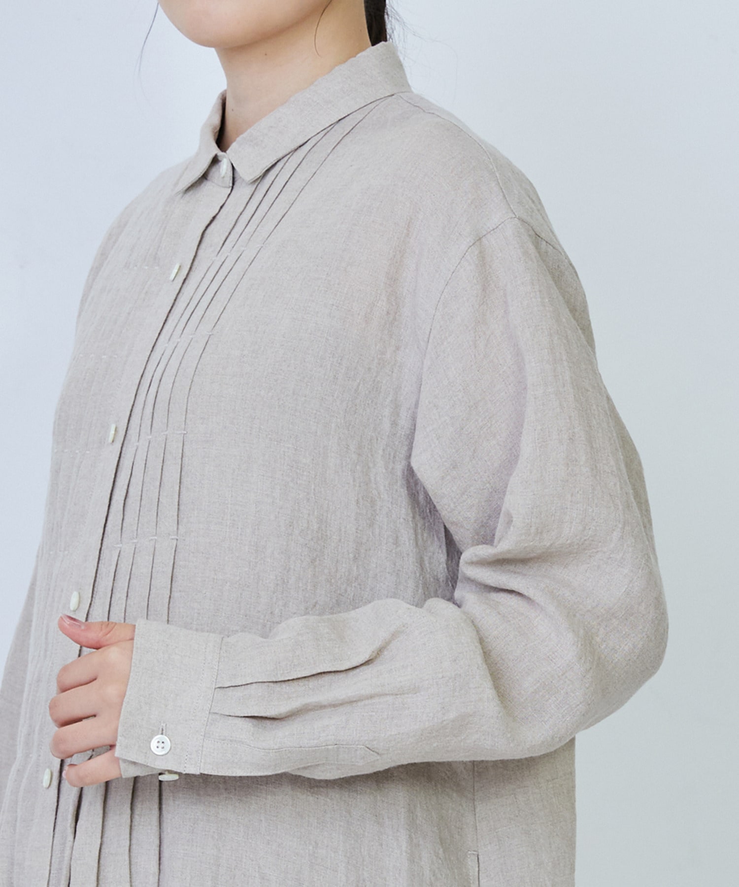 【LOISIR】グランジリネンシャツワンピース 詳細画像 キナリ 9