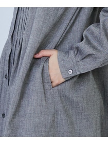 【LOISIR】リネンコットンヤクローンシャツワンピース 詳細画像 グレー 11