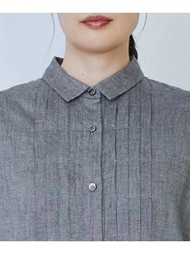 【LOISIR】リネンコットンヤクローンシャツワンピース 詳細画像 グレー 8